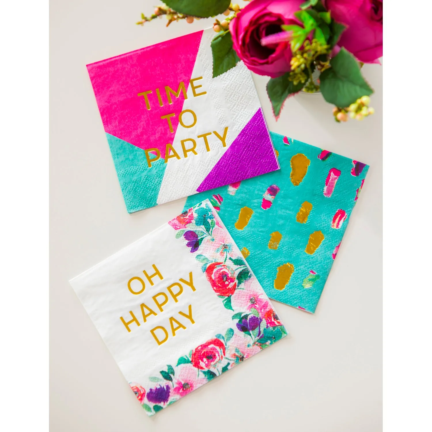 Foil Paper Cocktail Napkin, 20 count, Oh Happy Day,4ncf6523a