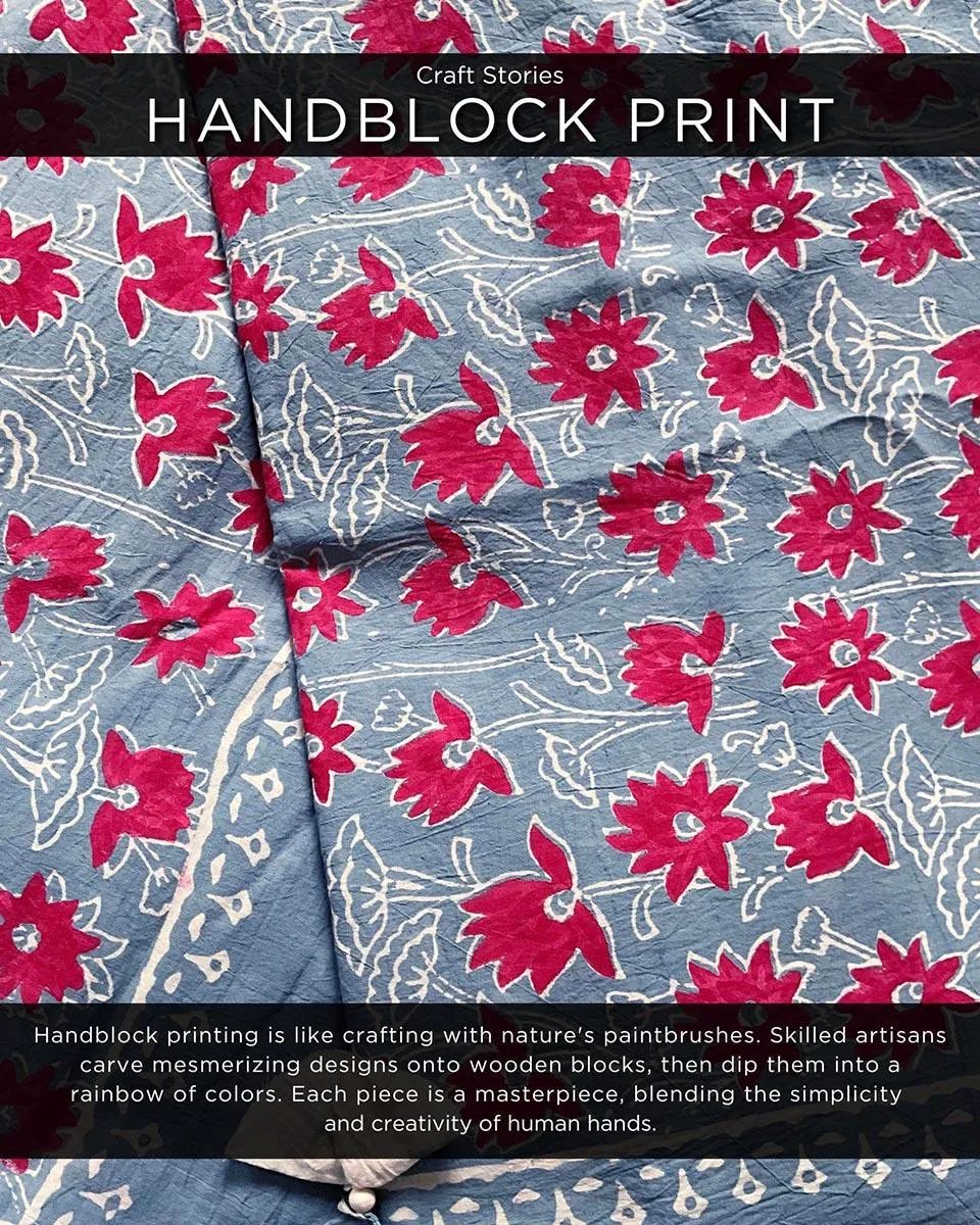 Folk Flowers Handprinted Cotton Sarees