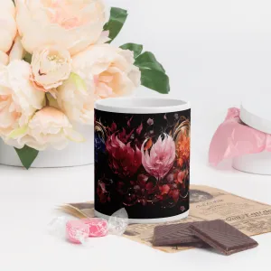 Four Flowers White Glossy Mug