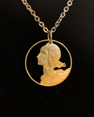 France - Cut Coin Pendant with Marianne