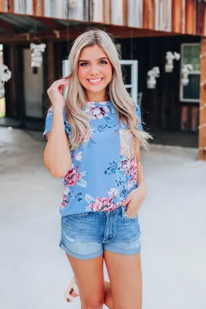 Garden Fresh Floral Top - Blue