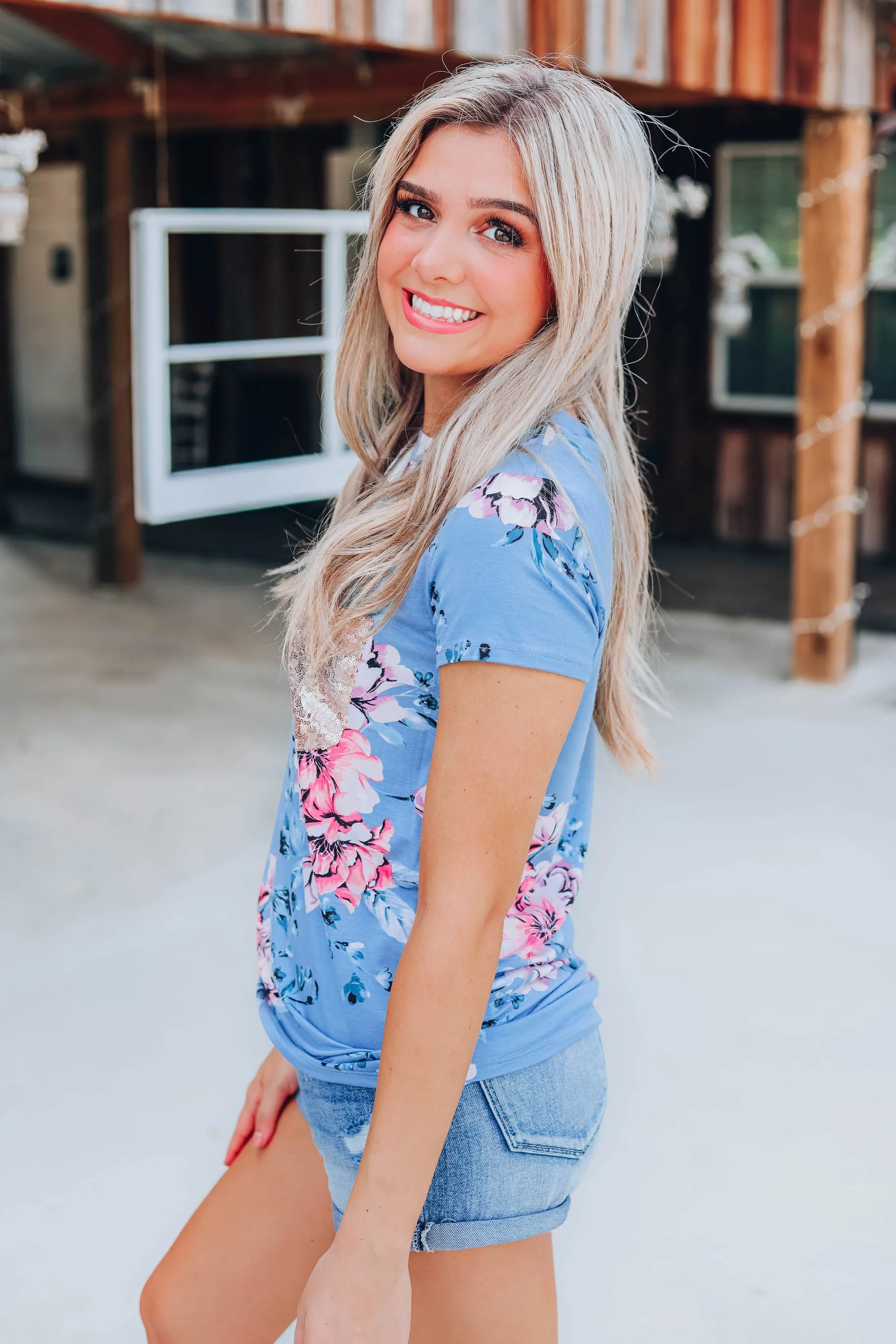 Garden Fresh Floral Top - Blue