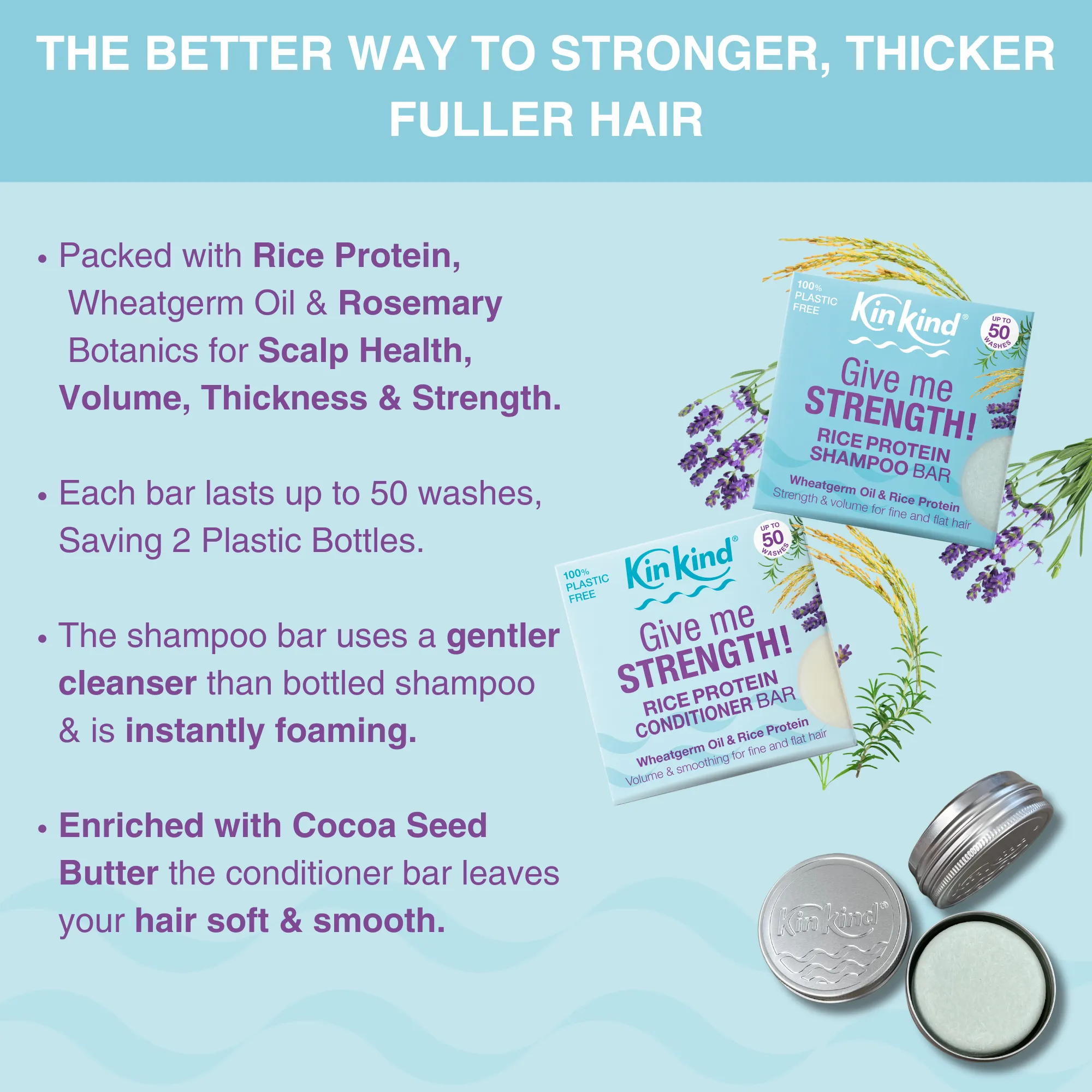 Give me STRENGTH! TRAVEL GIFT SET. Volume & Strength for fine, flat and thin hair. Shampoo bar   Conditioner Bar & 2 Travel Storage Tins. Saves 4 plastic bottles!