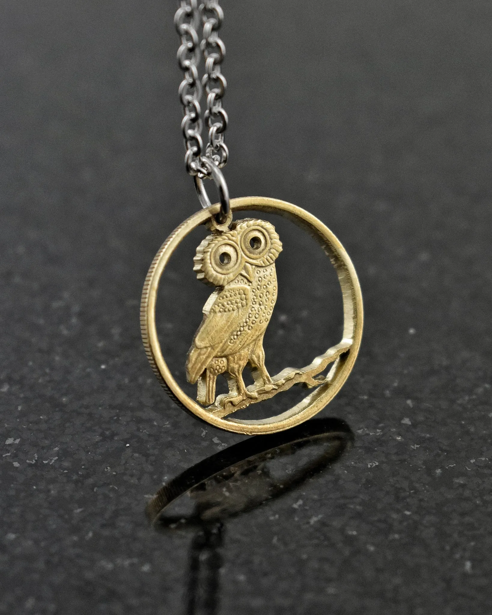 Greece - Owl Cut Coin Pendant (2 Drachmai)