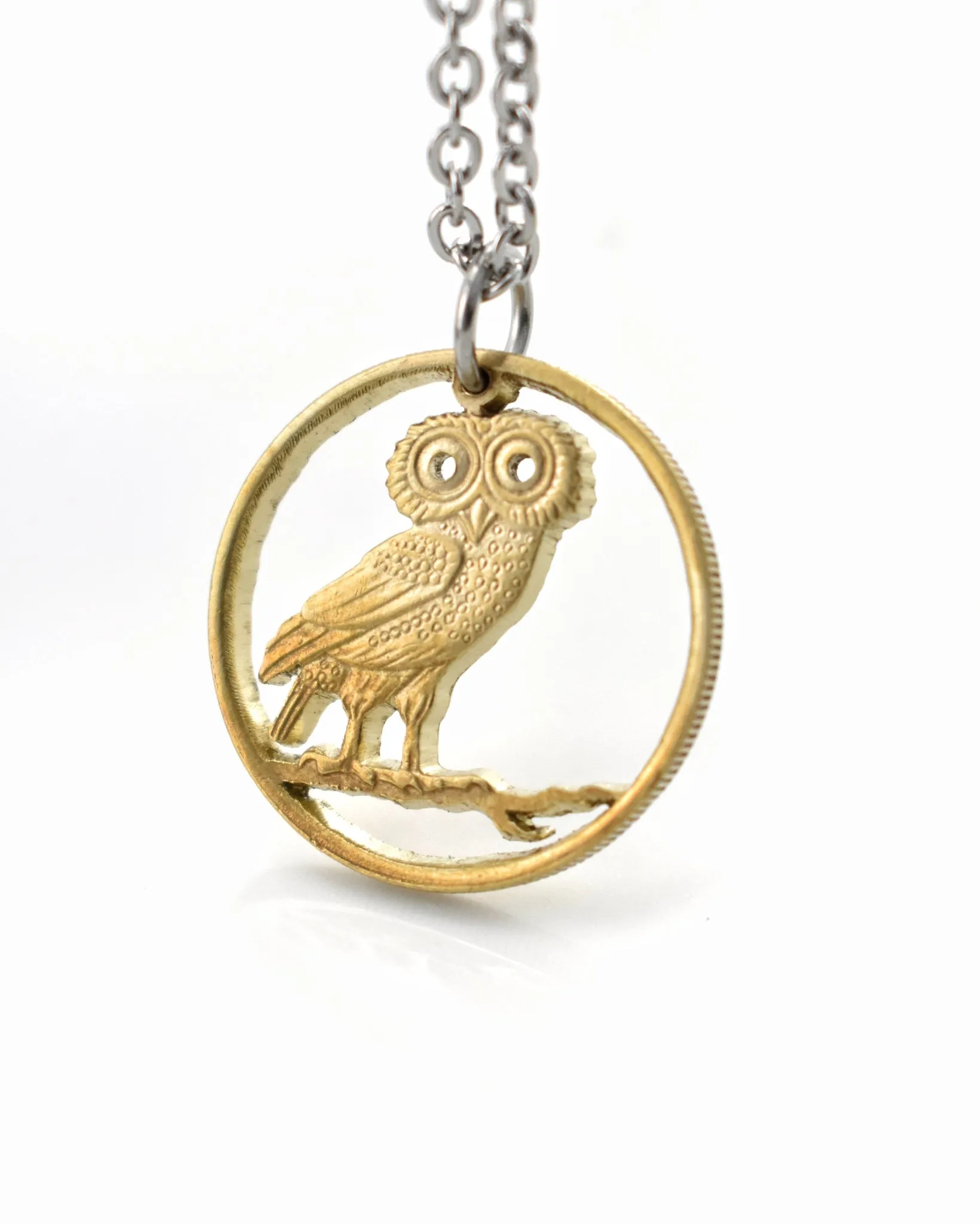 Greece - Owl Cut Coin Pendant (2 Drachmai)