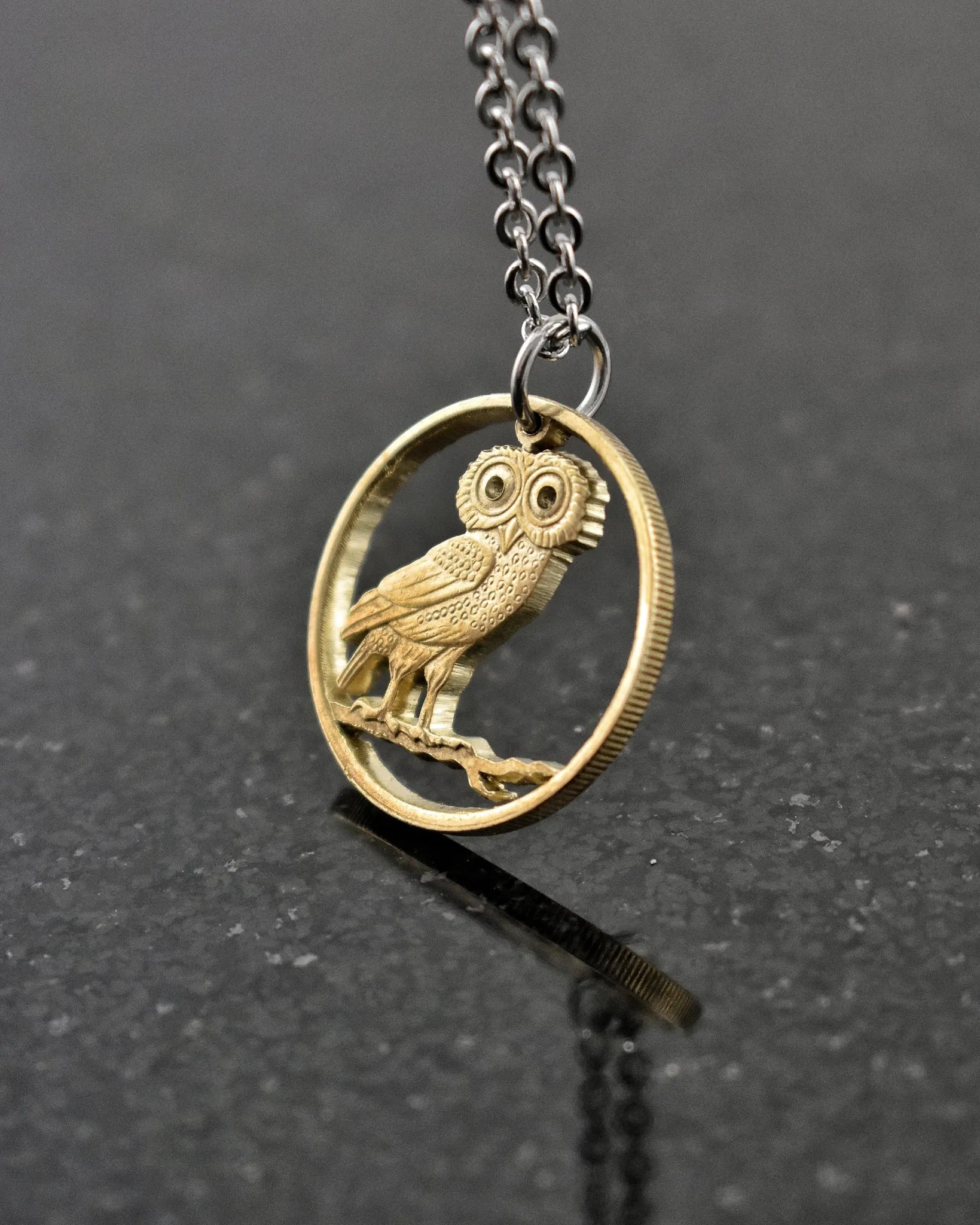 Greece - Owl Cut Coin Pendant (2 Drachmai)