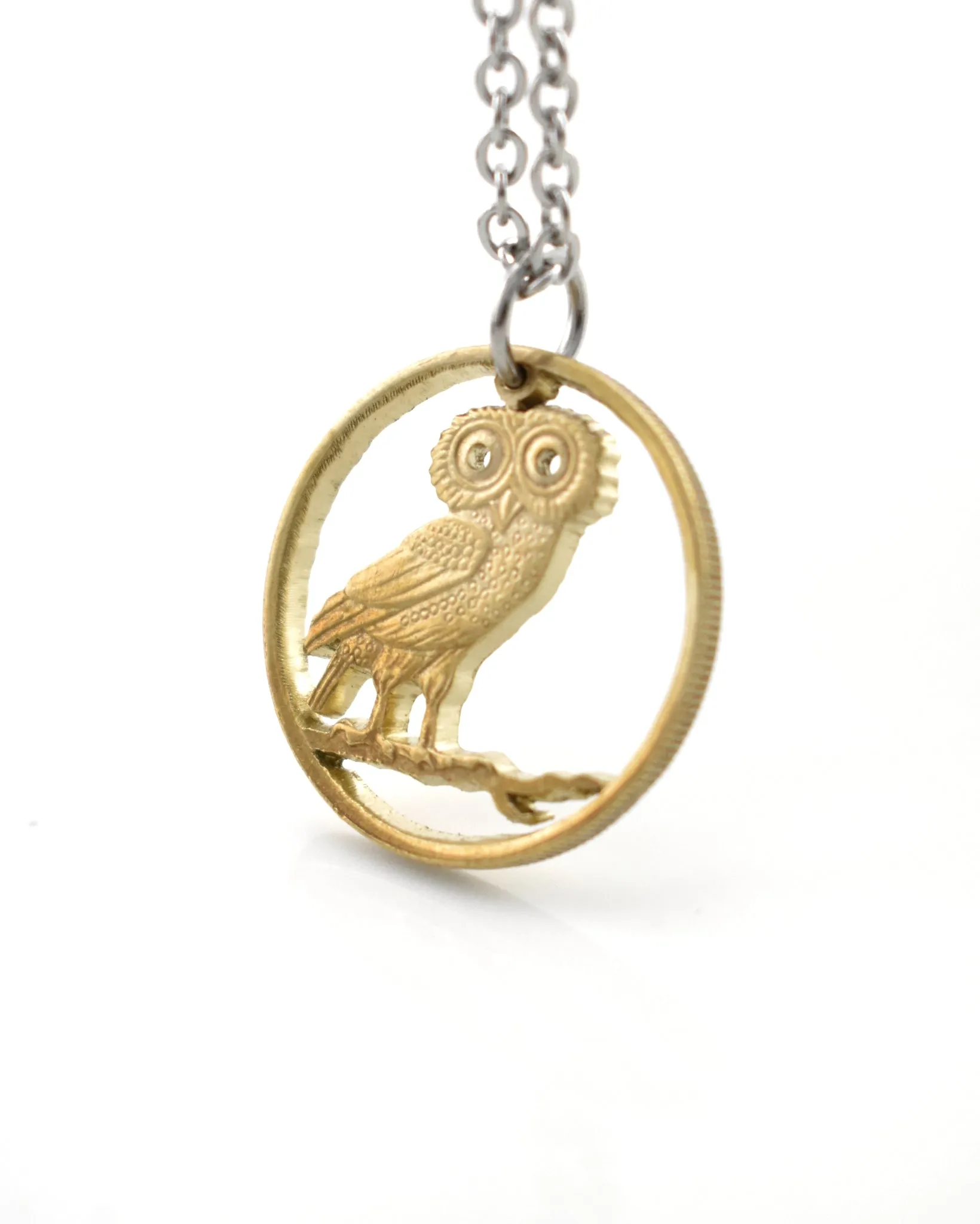 Greece - Owl Cut Coin Pendant (2 Drachmai)