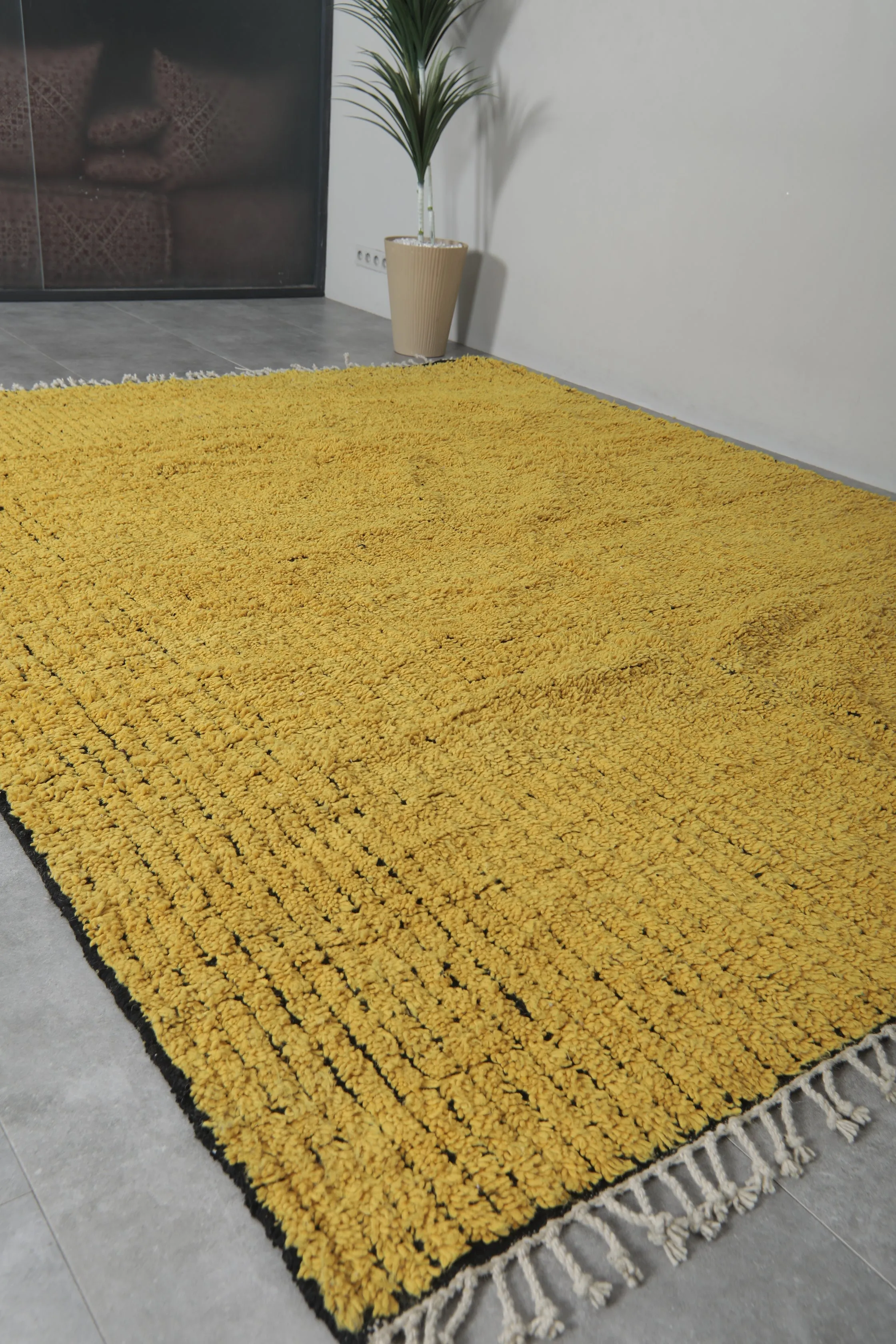 Handwoven Yellow Moroccan Area Rug