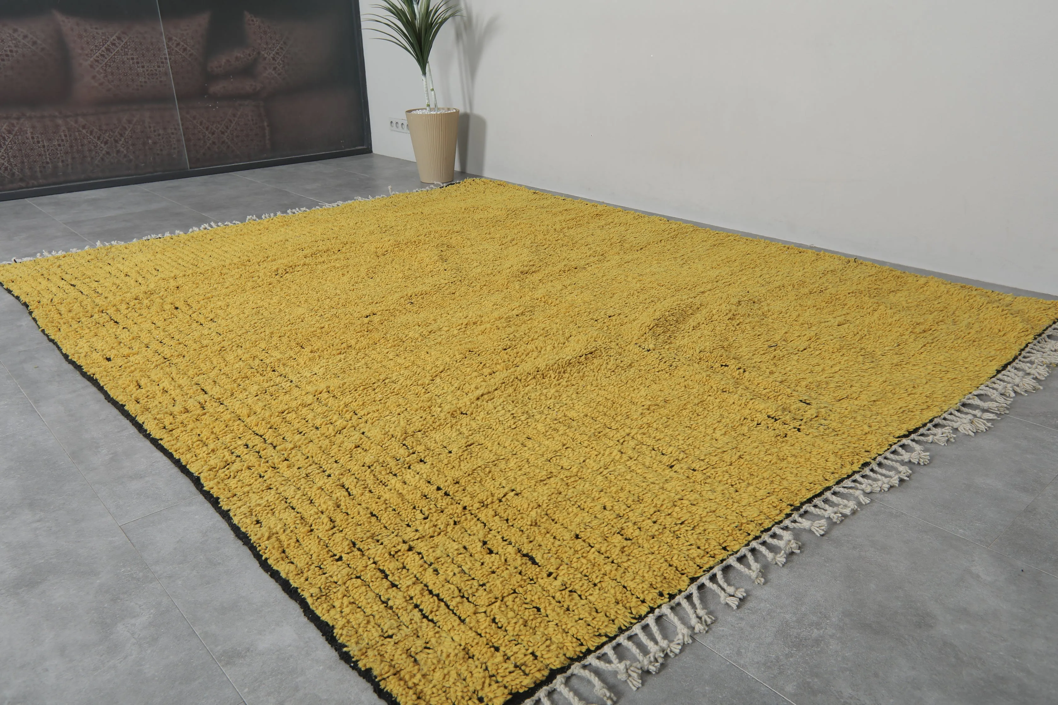 Handwoven Yellow Moroccan Area Rug