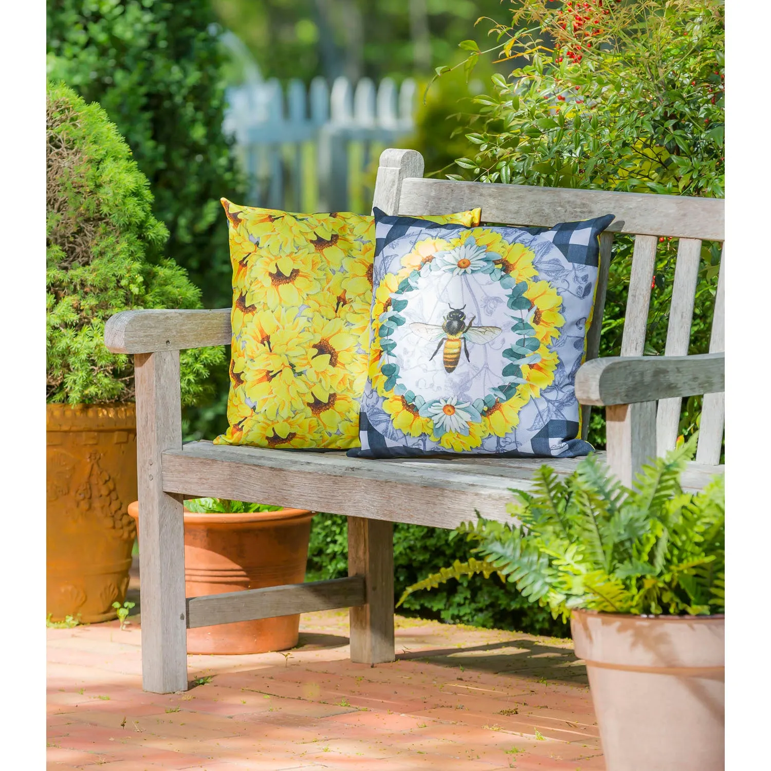 Honey Bee and Flowers Interchangeable Pillow Cover,4plc436