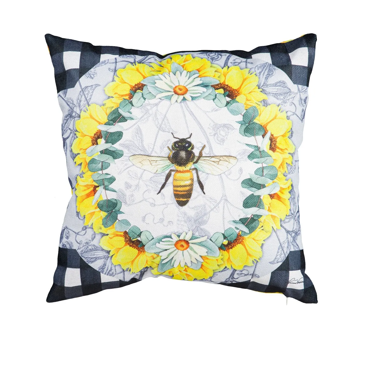 Honey Bee and Flowers Interchangeable Pillow Cover,4plc436