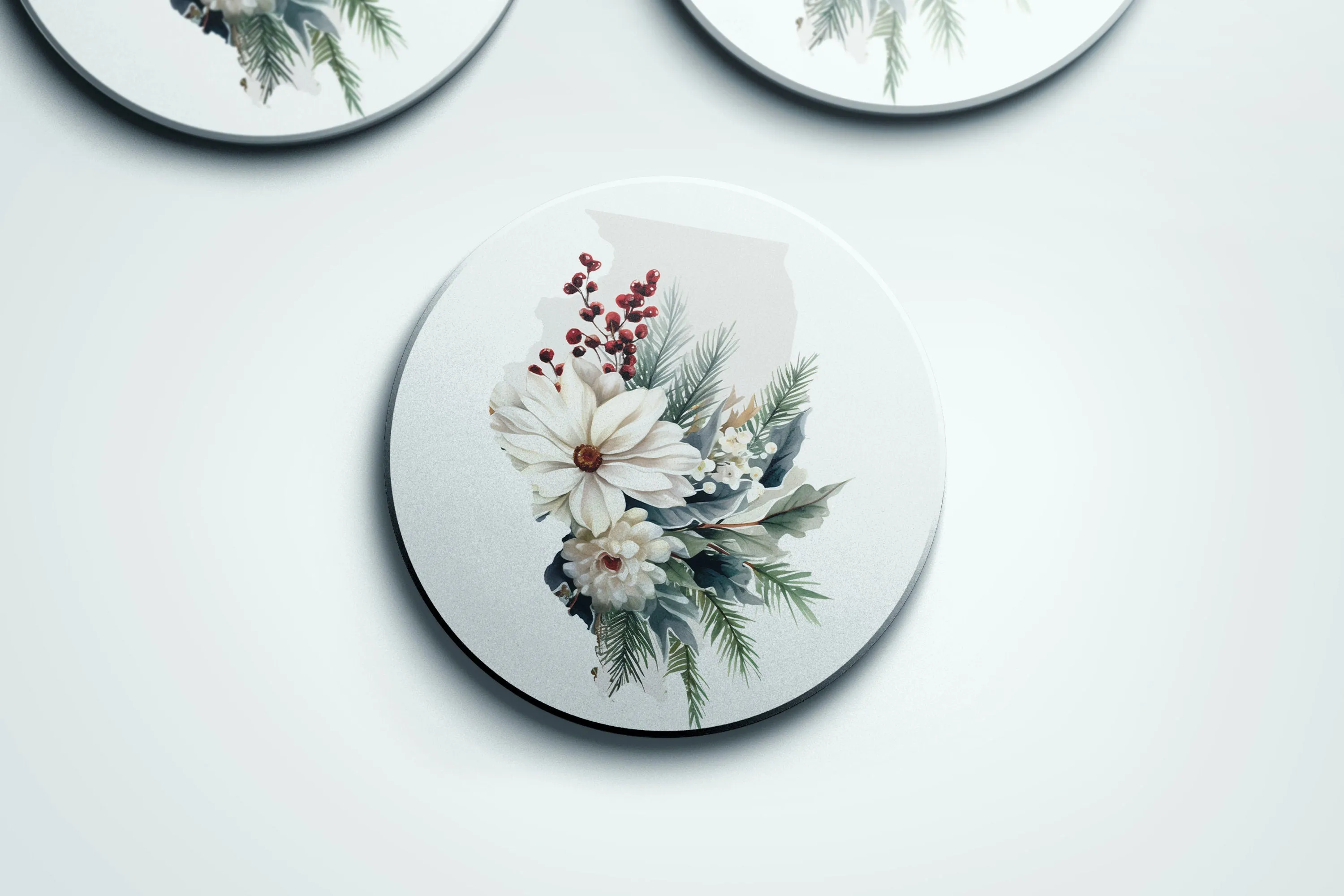 Illinois Four Season Coaster Set | Gifts for Illinois Home & Garden Lovers | State Flower Decor