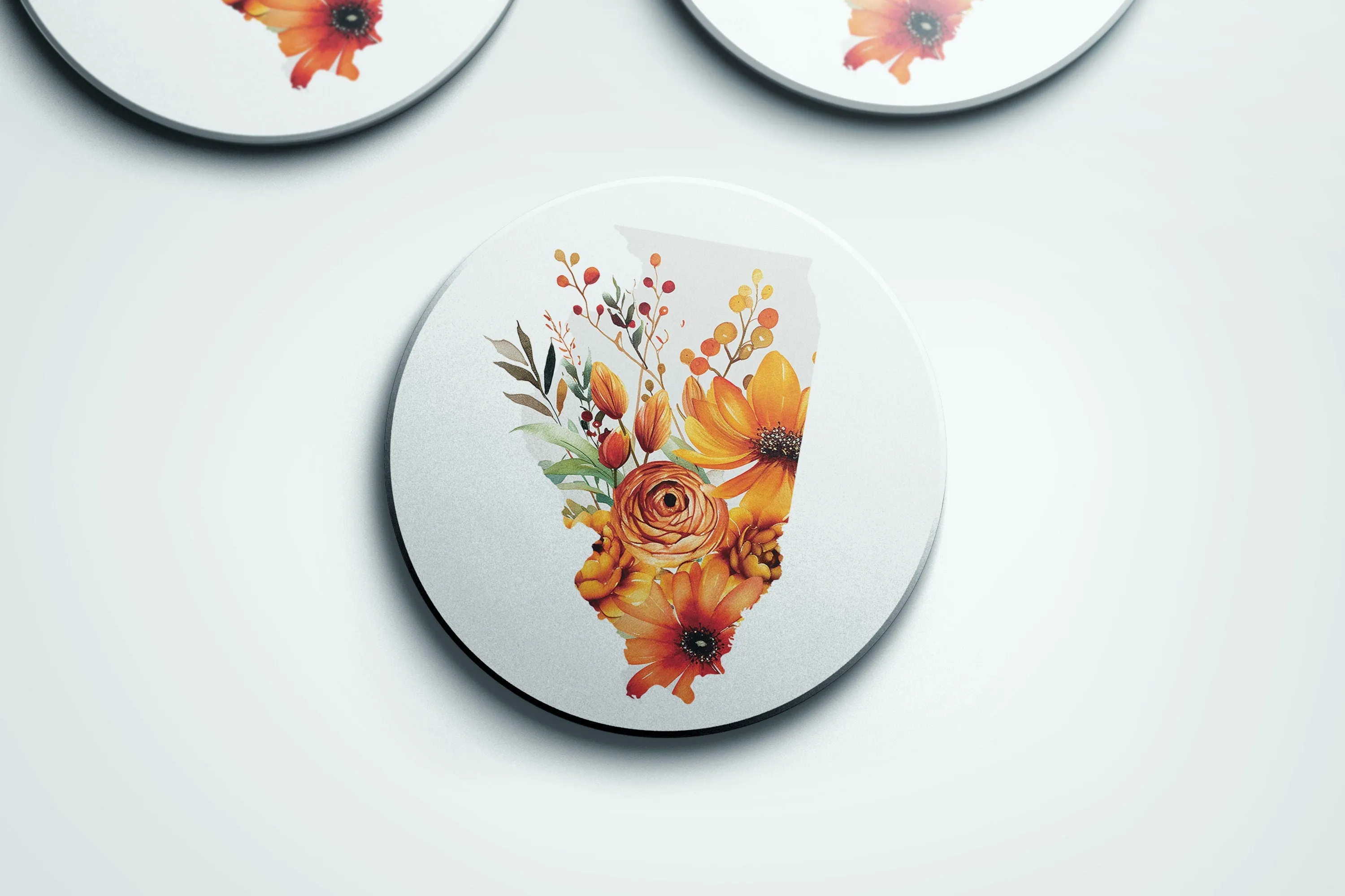 Illinois Four Season Coaster Set | Gifts for Illinois Home & Garden Lovers | State Flower Decor