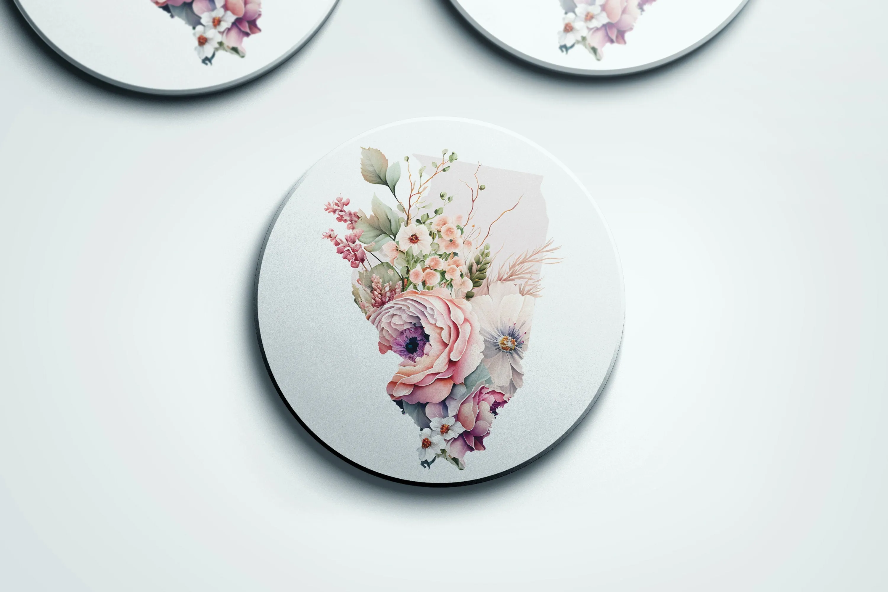 Illinois Four Season Coaster Set | Gifts for Illinois Home & Garden Lovers | State Flower Decor