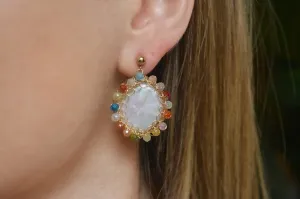 Iris Rainbow Polka Pearl Earrings