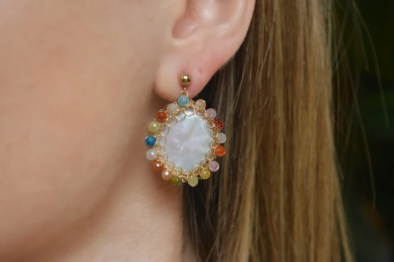 Iris Rainbow Polka Pearl Earrings