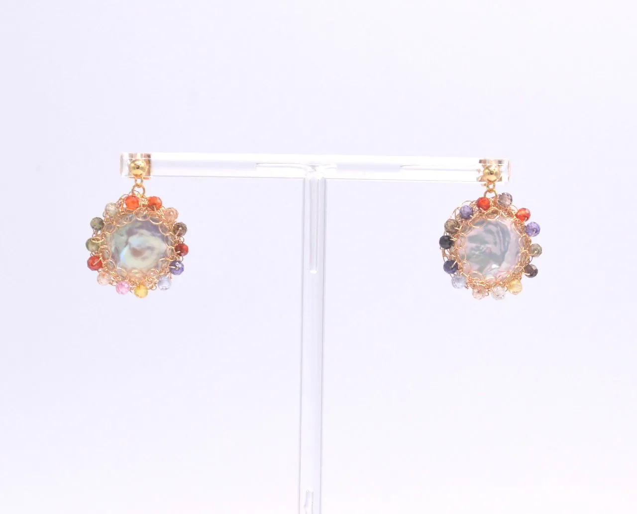 Iris Rainbow Polka Pearl Earrings