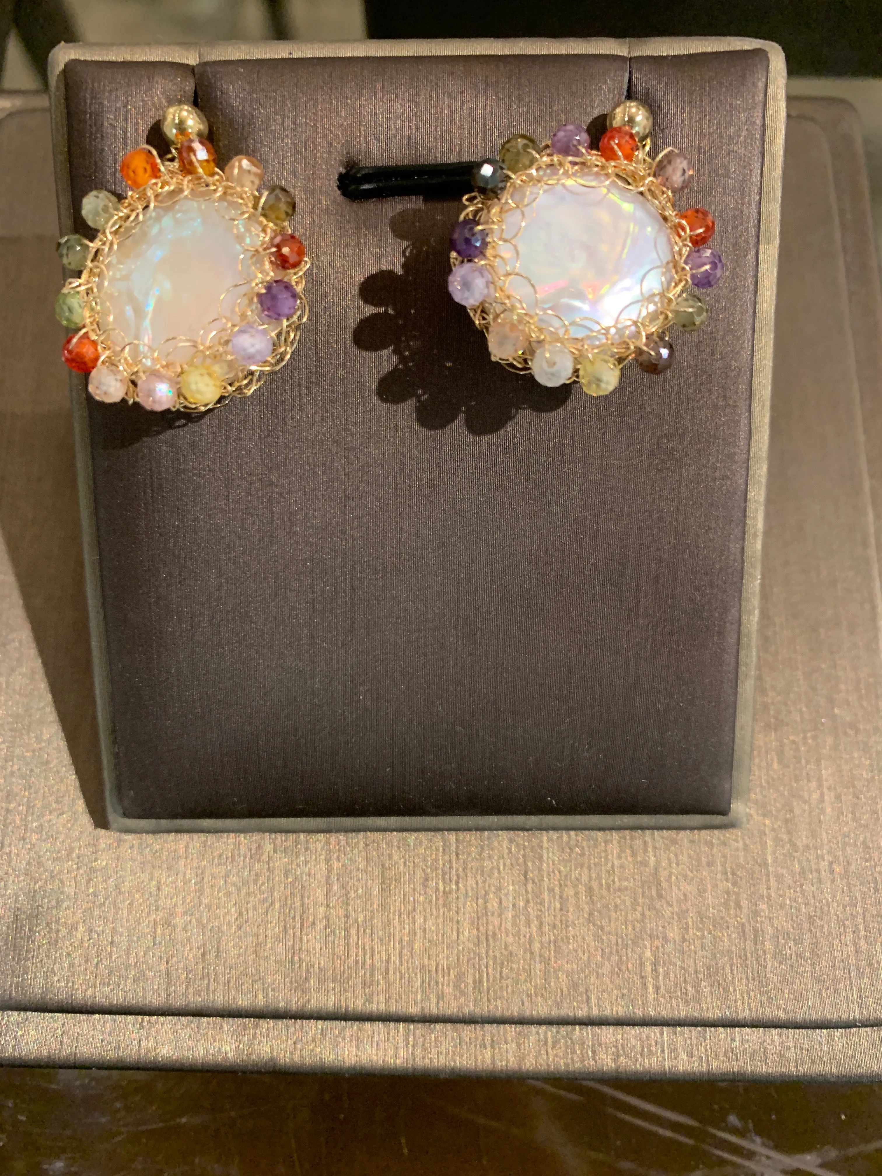 Iris Rainbow Polka Pearl Earrings