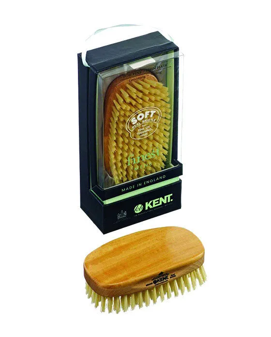 Kent Military Brush, Rectangular, White Soft Bristles, Satinwood & Beechwood