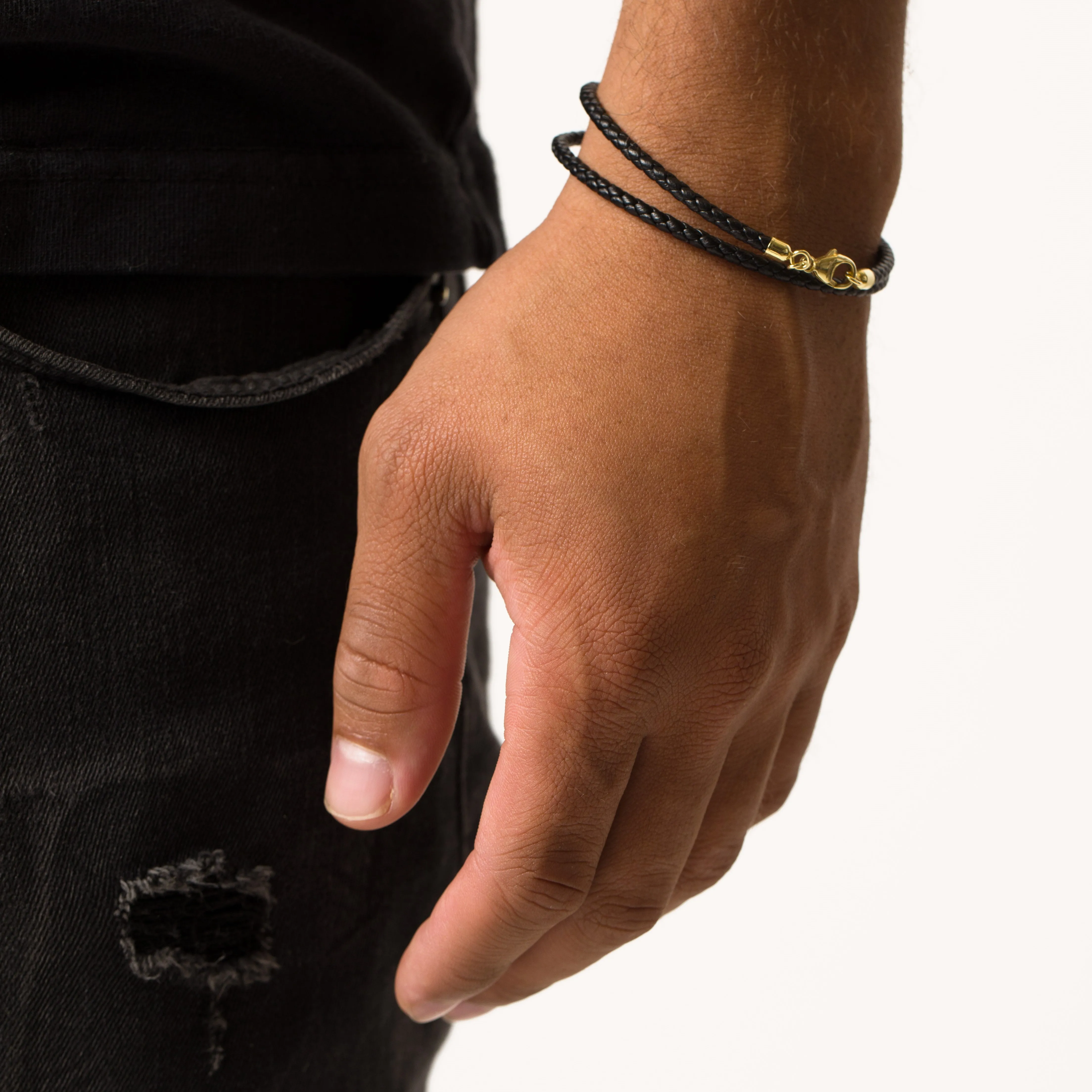 Leather Bracelet w/ 14K Gold Clasp