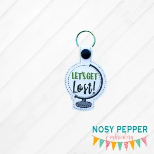Let's get lost snap tab machine embroidery design DIGITAL DOWNLOAD