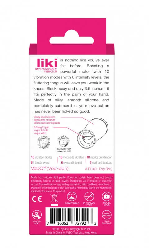 Liki Rechargeable Flicker Vibe - Foxy Pink