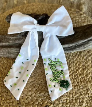 Lucky Beaded Bow Barrette