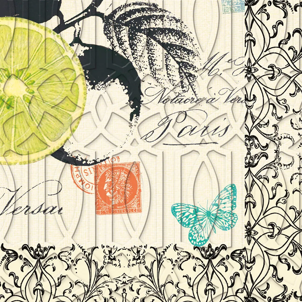 Luscious Lemon Paper Embossed Cocktail Napkin,4nce5371b