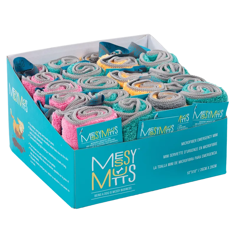 Messy Mutts - 20pc Microfiber Emergency Mini Towel Counter Display