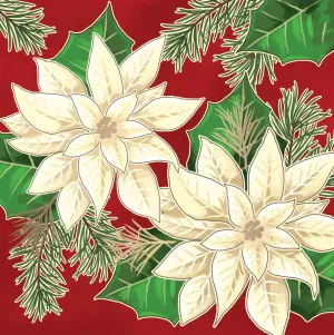 Metallic Paper Luncheon Napkin, 20 count, White  Flowers,4nl6674b
