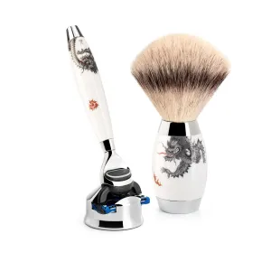 MÜHLE EDITION 3 Pc. Shaving Set, Silvertip Fibre / Fusion, Meissen Porcelain