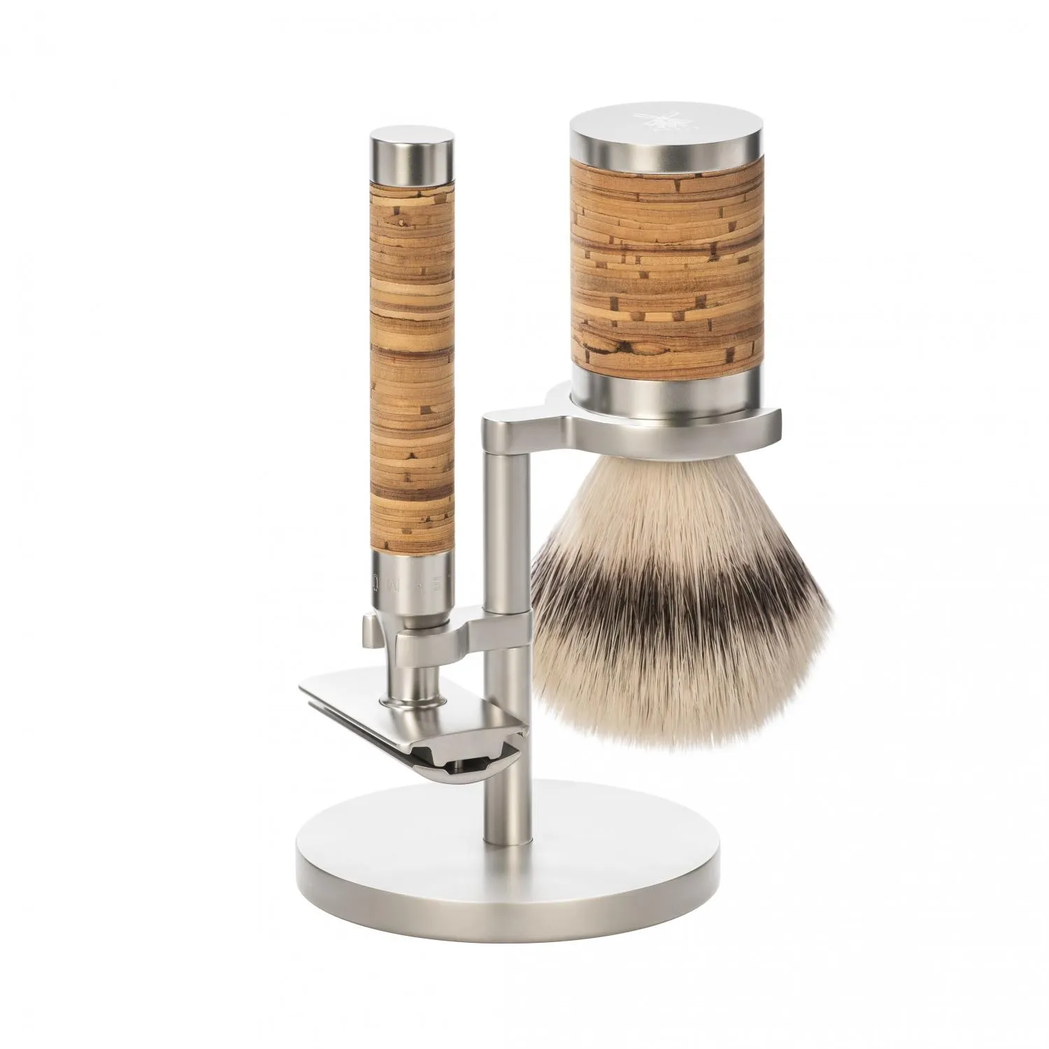 MÜHLE ROCCA 3 Pc. Shaving Set, Silvertip Fibre / Safety Razor, Birch Bark & Stainless Steel
