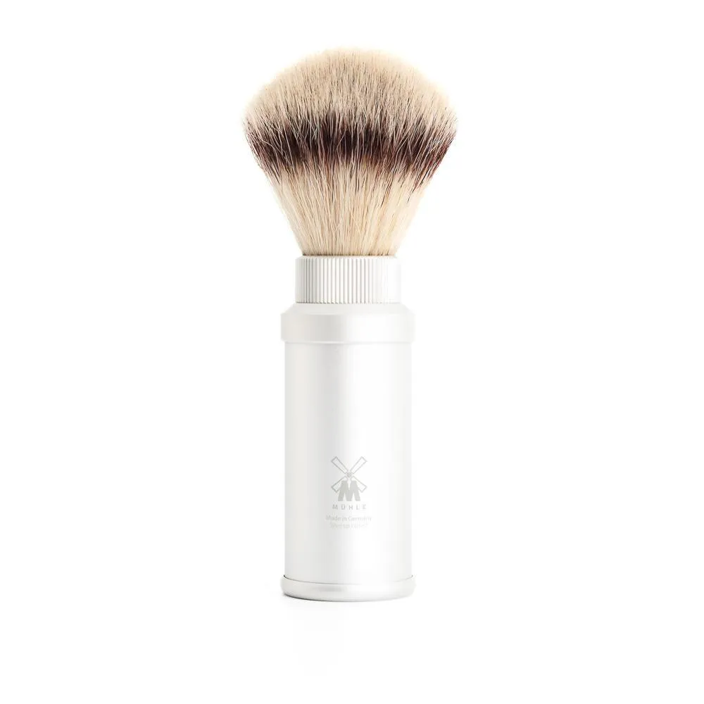 MÜHLE Travel Silver Anodized Aluminum Silvertip Fiber Travel Shaving Brush