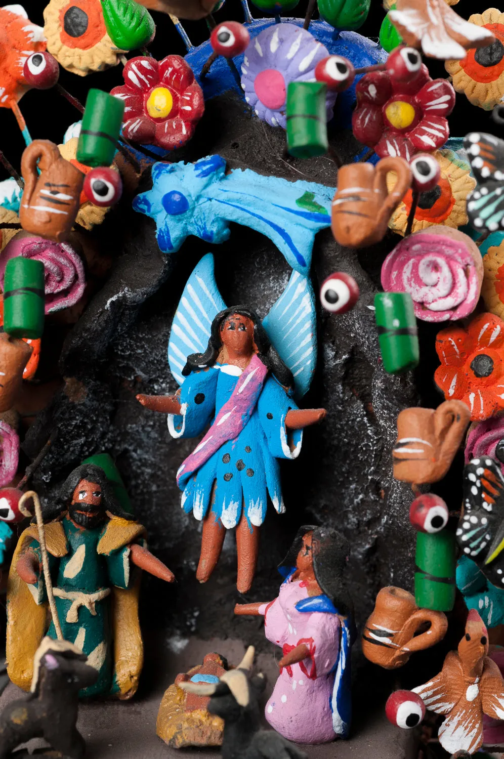 Miniature Nativity Mexican Tree of Life from Metepec