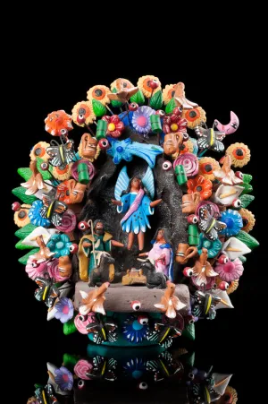 Miniature Nativity Mexican Tree of Life from Metepec