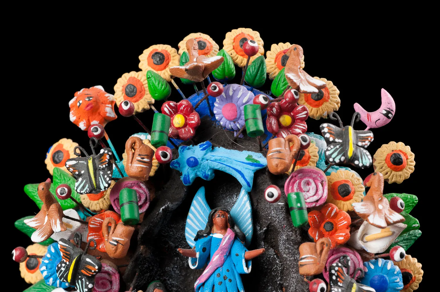 Miniature Nativity Mexican Tree of Life from Metepec