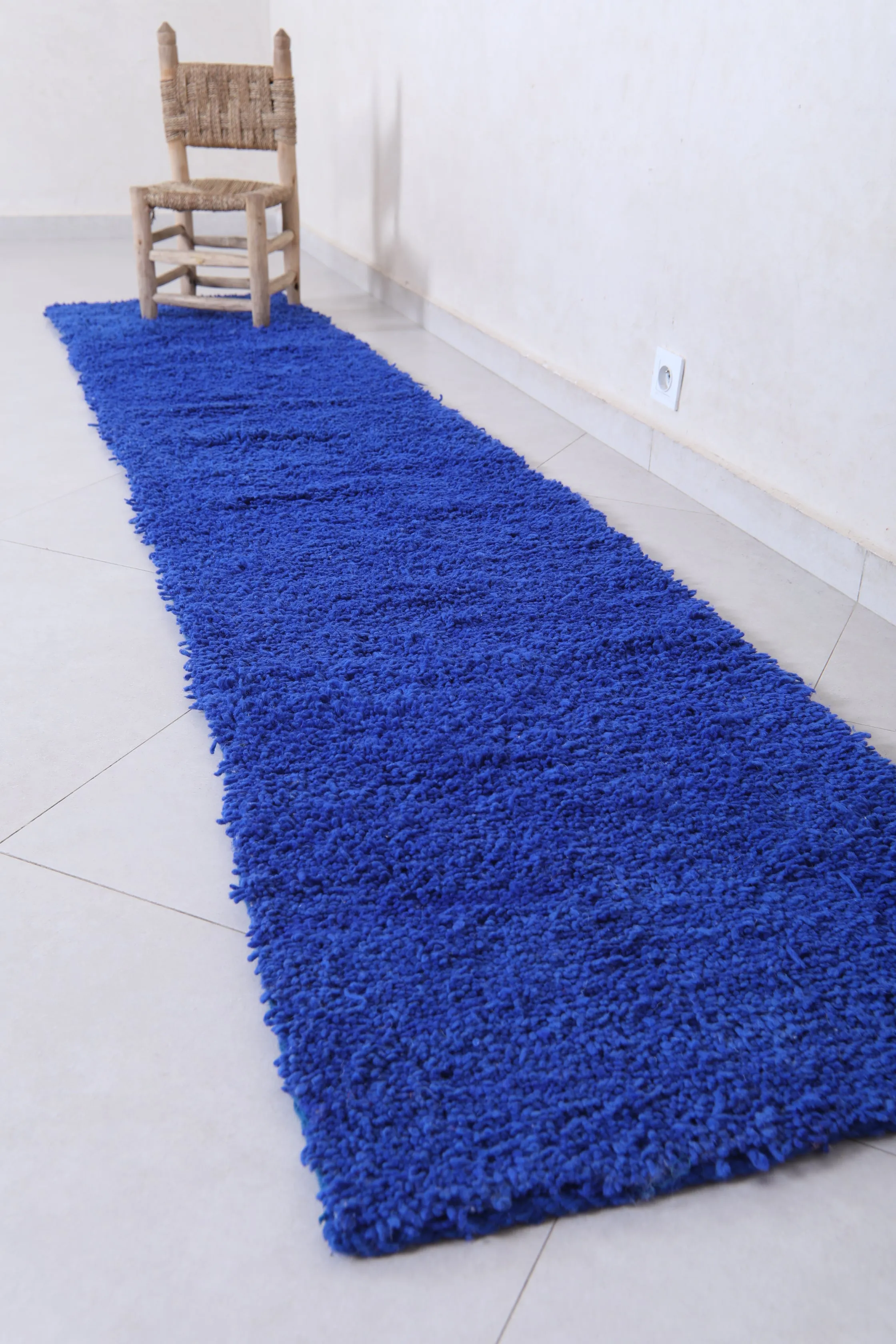 Moroccan Rug - Deep Blue Runner 2ft x 9.9ft