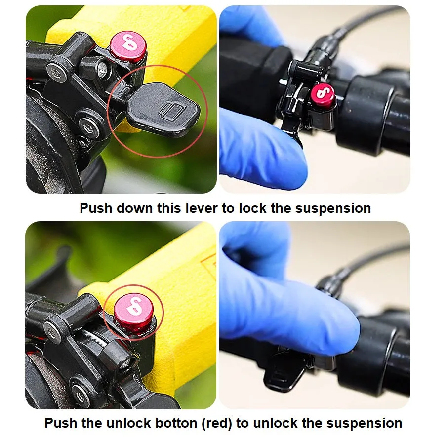 MTB Bike Fork - 27.5", Spring Suspension Oil Rebound, Wired Remote, 10cm Travel