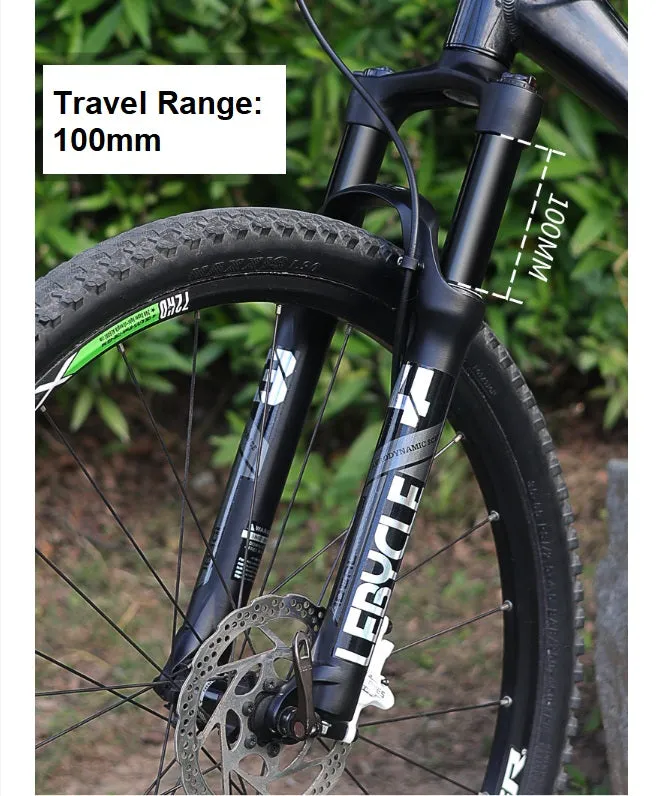 MTB Bike Fork - 27.5", Spring Suspension Oil Rebound, Wired Remote, 10cm Travel