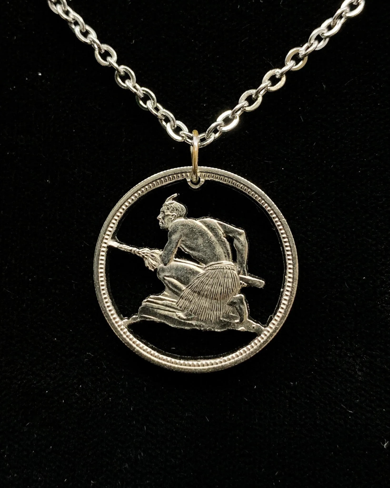 New Zealand - Cut Coin Pendant with Maori Warrior