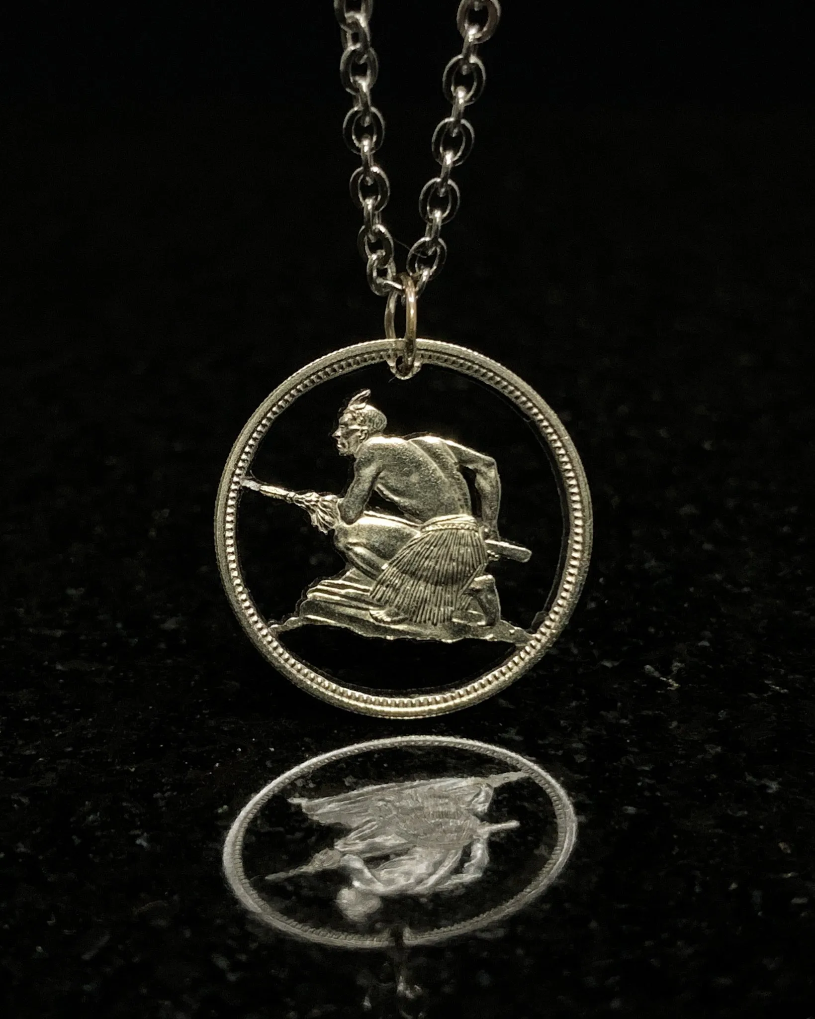 New Zealand - Cut Coin Pendant with Maori Warrior