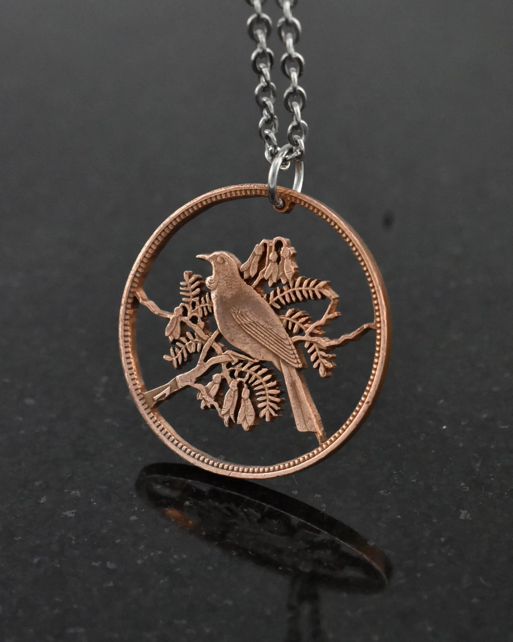 New Zealand - Tui Bird Cut Coin Pendant