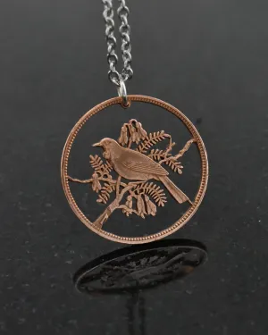 New Zealand - Tui Bird Cut Coin Pendant