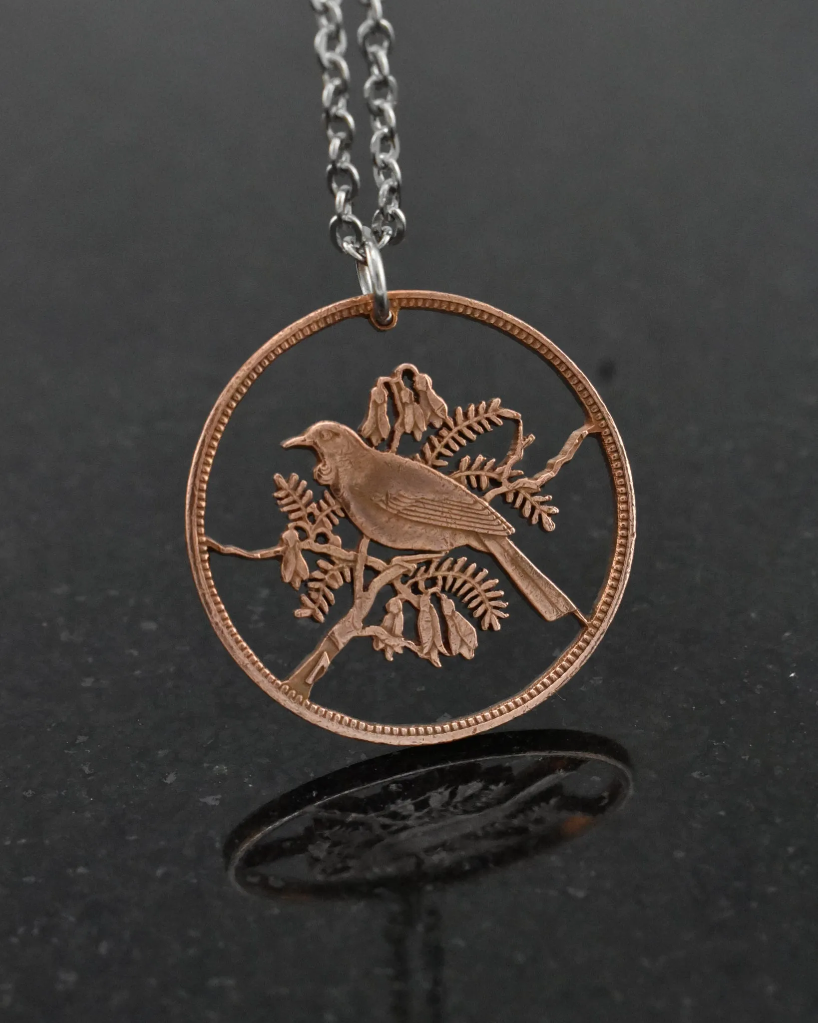 New Zealand - Tui Bird Cut Coin Pendant