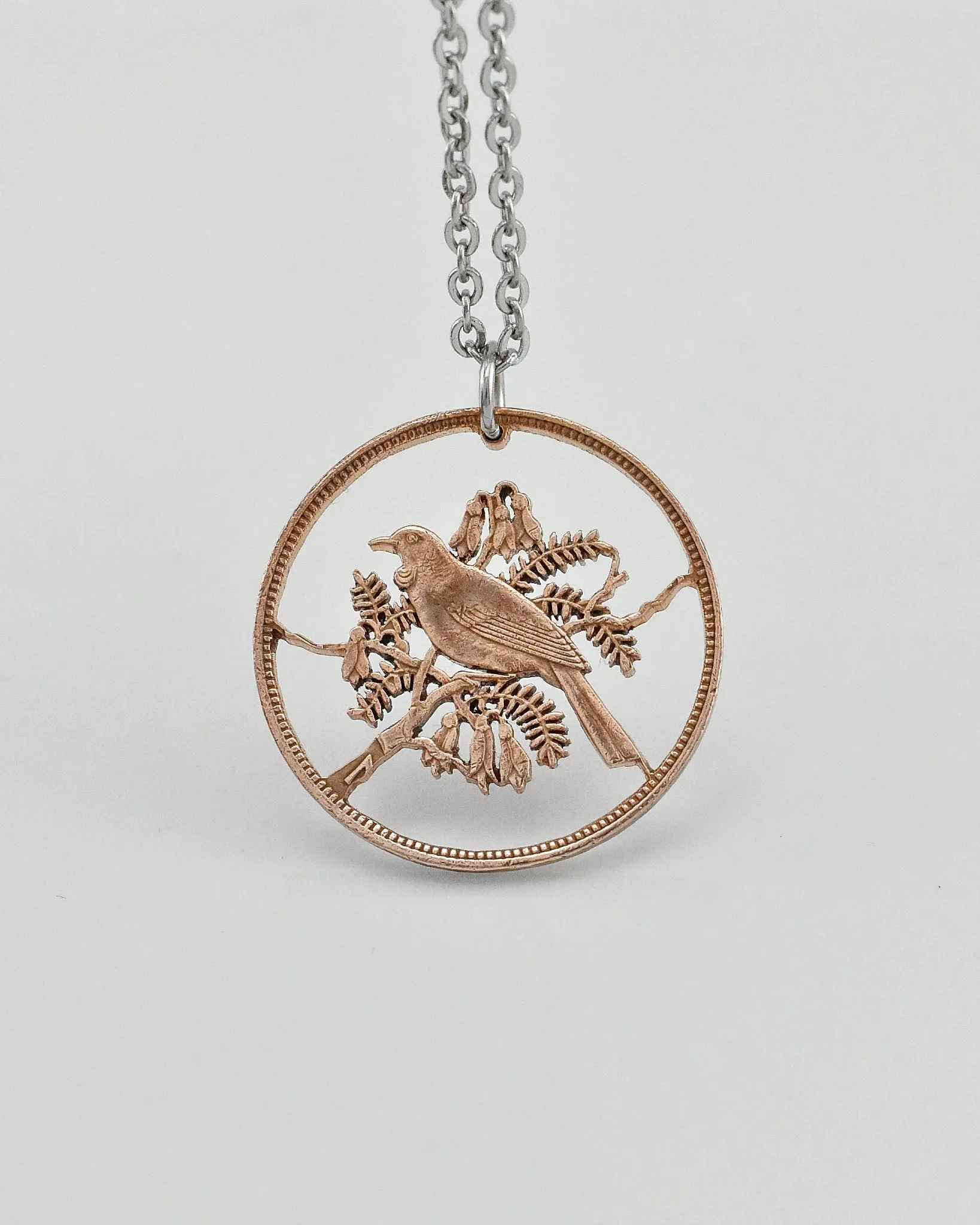New Zealand - Tui Bird Cut Coin Pendant