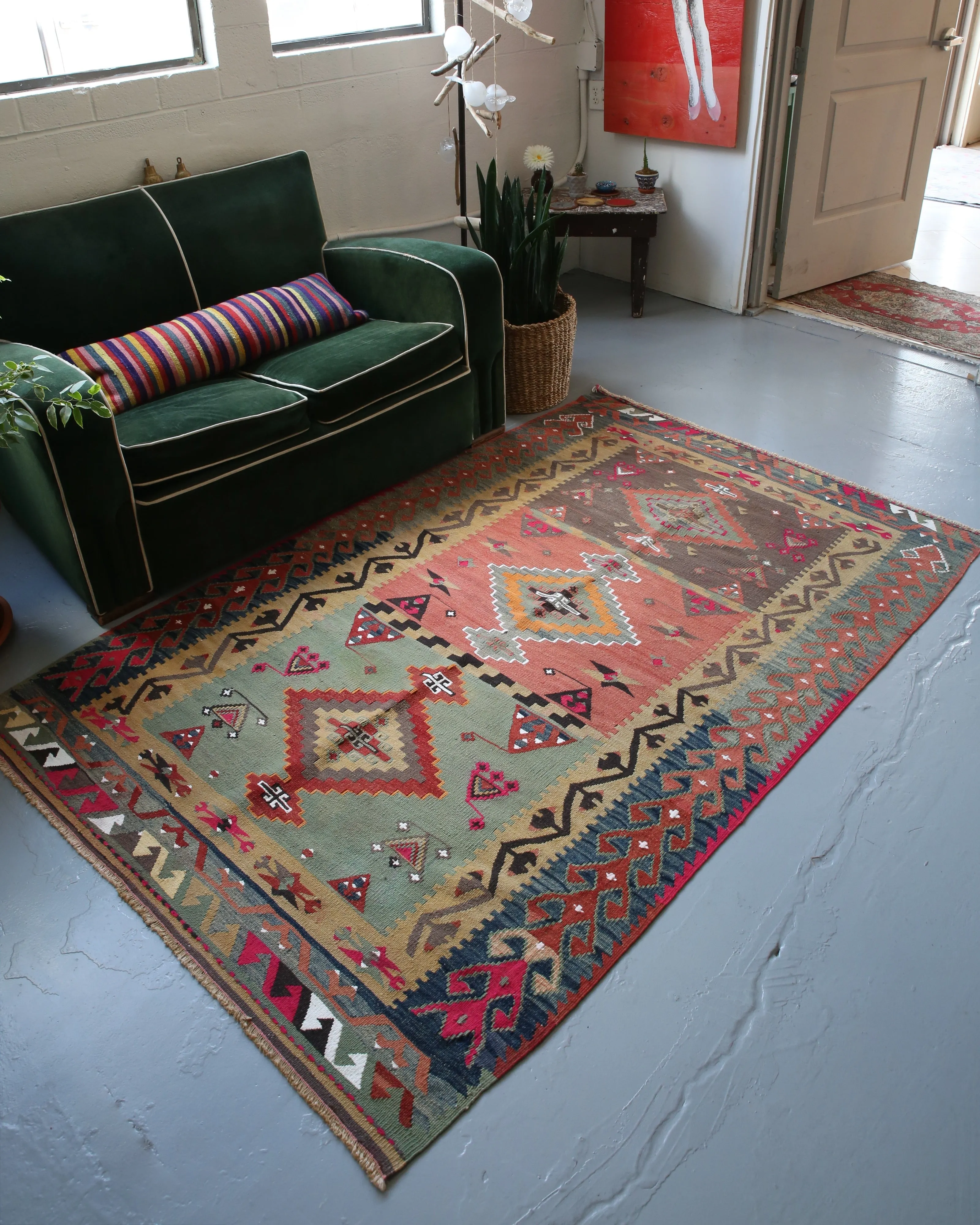 Old Corum Alacali Kilim 5ftx7ft