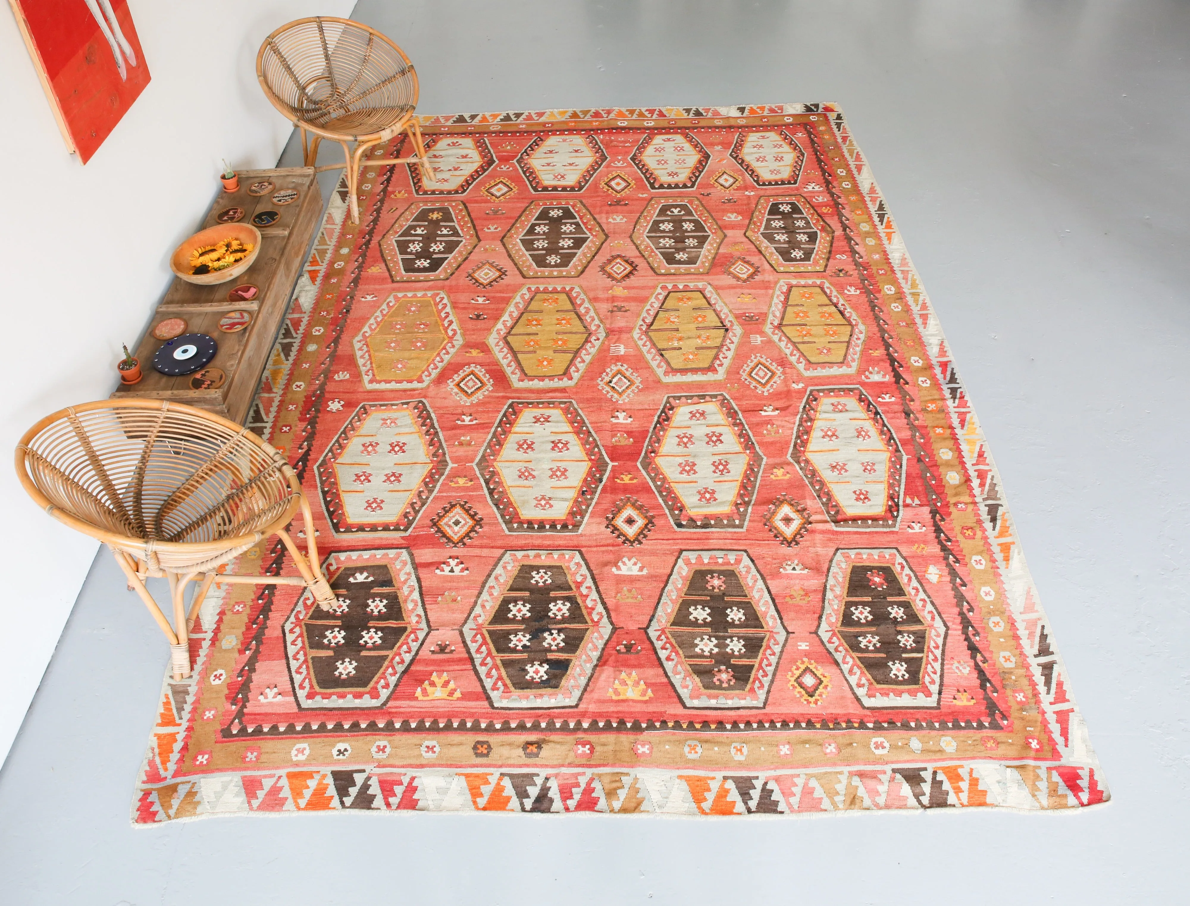 Old Sivas Sarkisla Turkish Kilim Rug 8ftx12.3ft