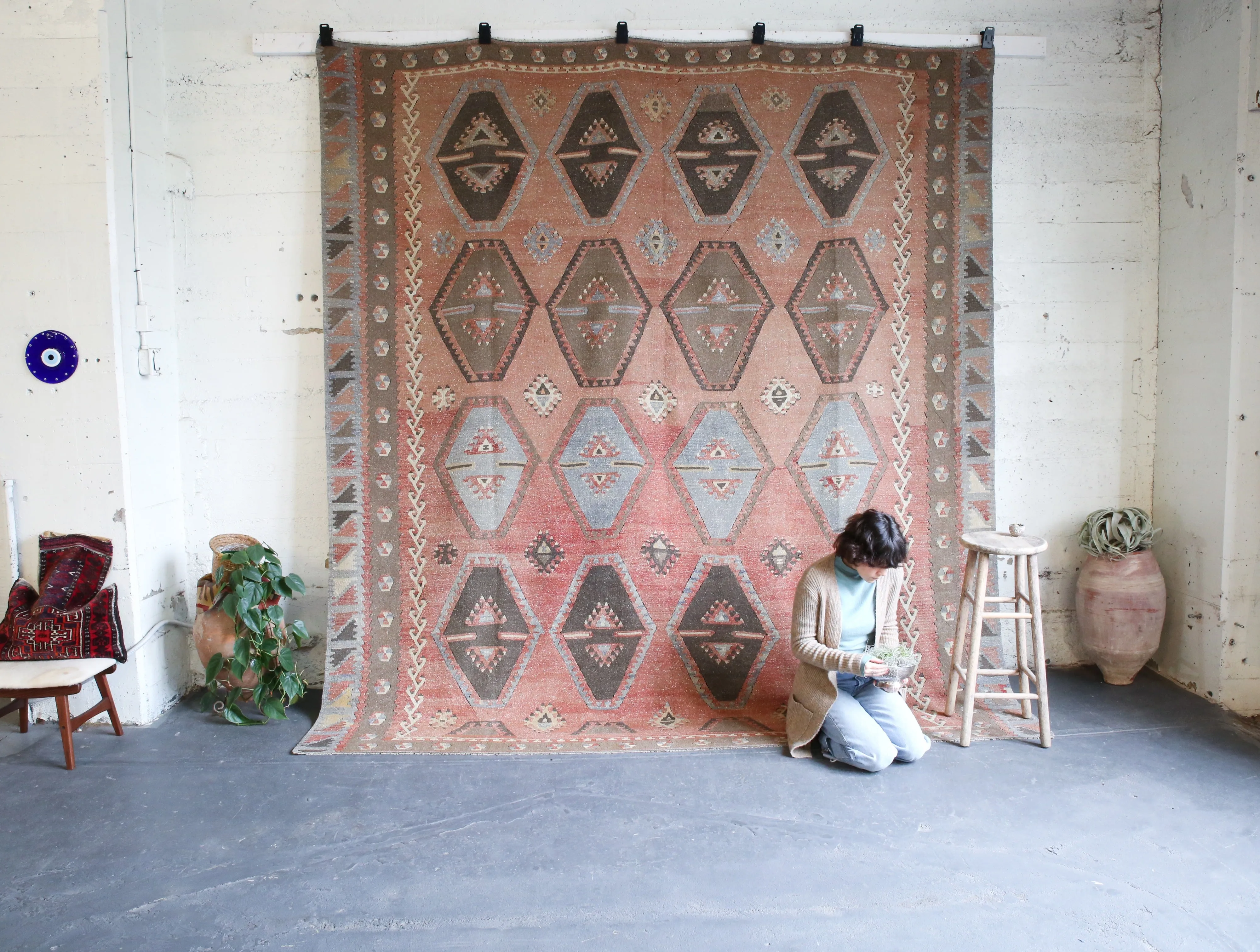 Old Sivas Sarkisla Turkish Kilim Rug