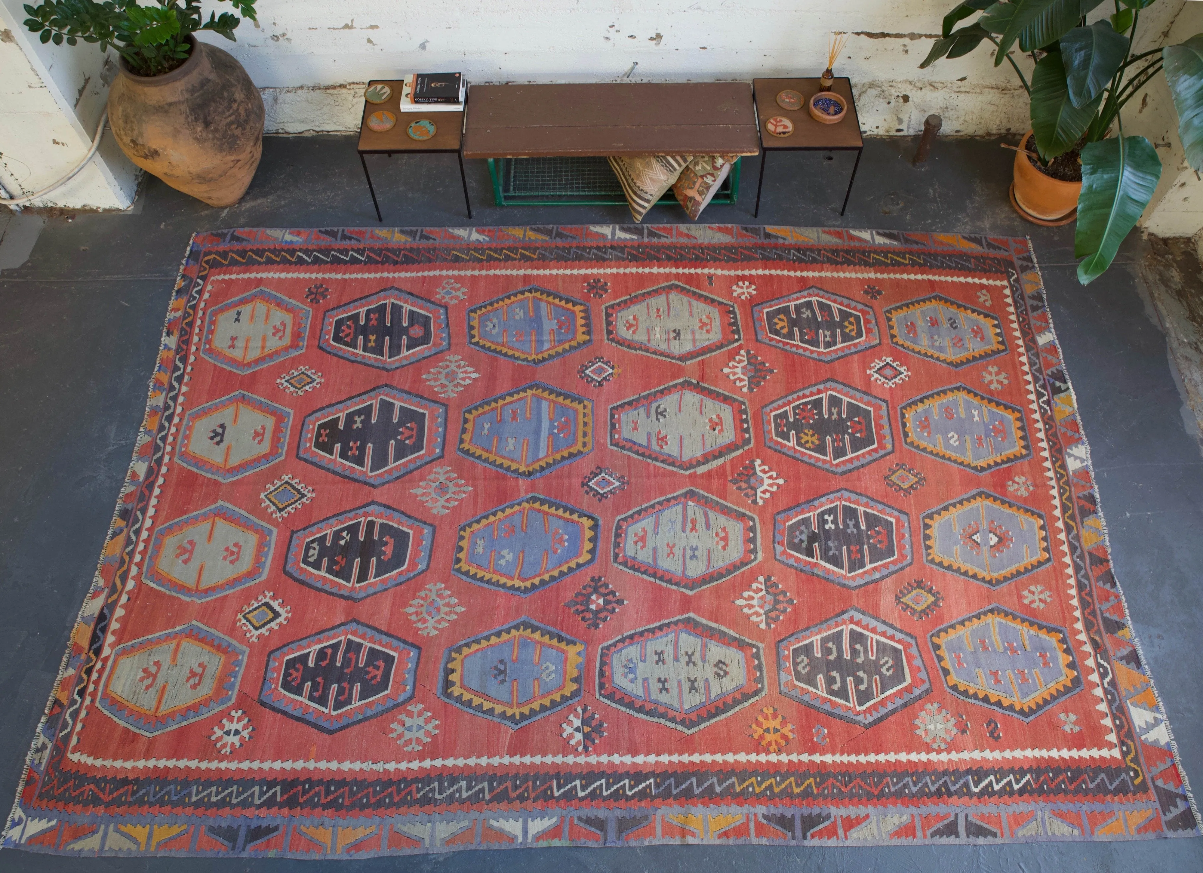 Old Sivas Sarkisla Turkish Kilim Rug