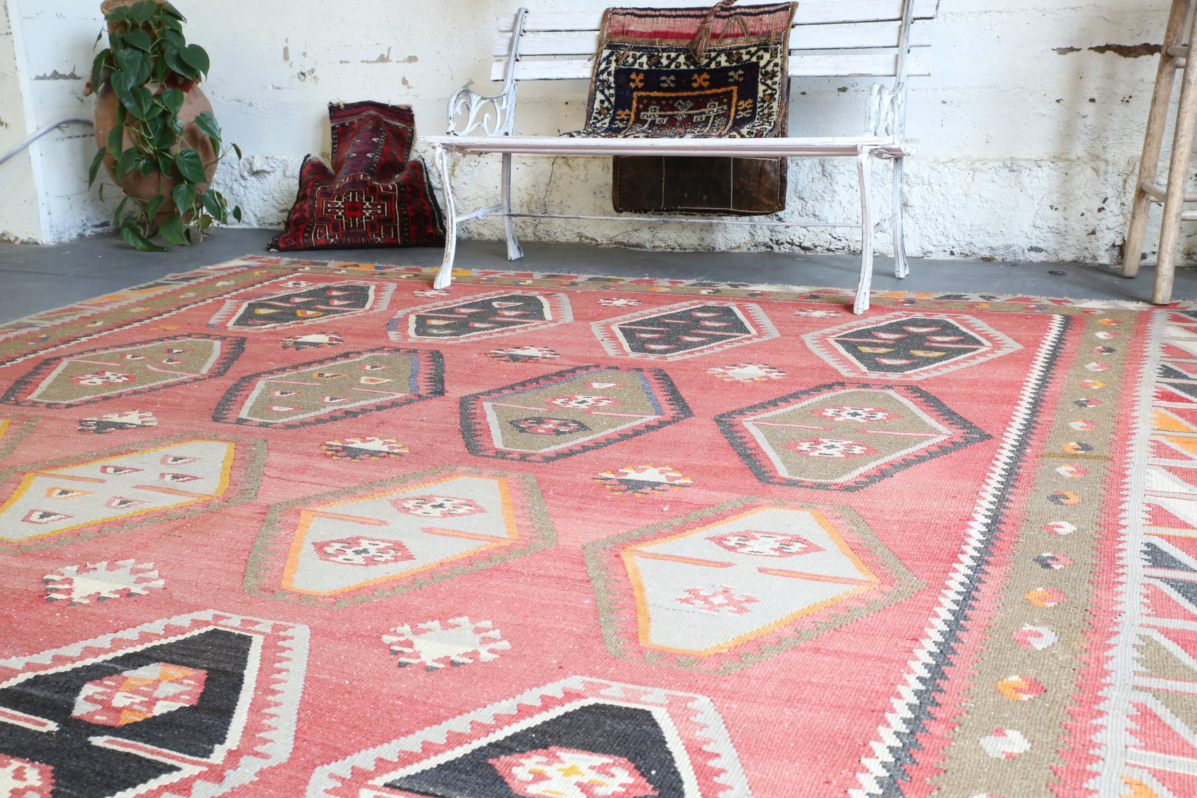Old Sivas Sarkisla Turkish Kilim Rug